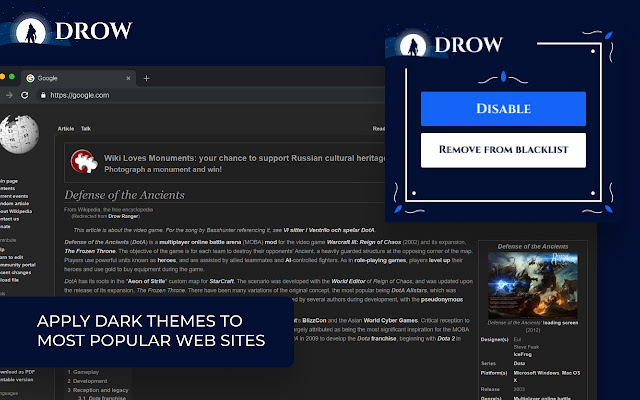 Drow Dark theme from Chrome web store to be run with OffiDocs Chromium online Drow Dark theme from Chrome web store to be run with OffiDocs Chromium online