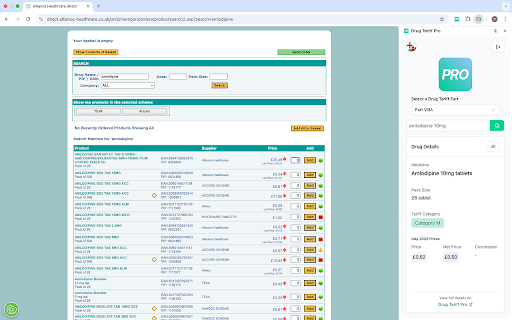 Drug Tariff Pro from Chrome web store to be run with OffiDocs Chromium online Drug Tariff Pro from Chrome web store to be run with OffiDocs Chromium online