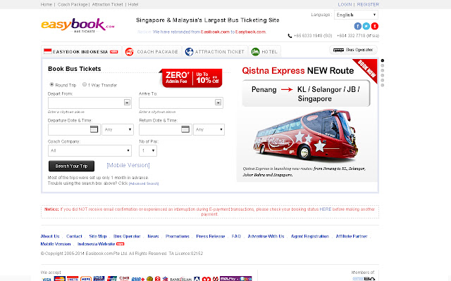 Easybook Bus Ticket from Chrome web store to be run with OffiDocs Chromium online Easybook Bus Ticket from Chrome web store to be run with OffiDocs Chromium online
