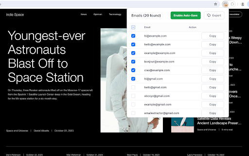 Easy Email Extractor from Chrome web store to be run with OffiDocs Chromium online Easy Email Extractor from Chrome web store to be run with OffiDocs Chromium online