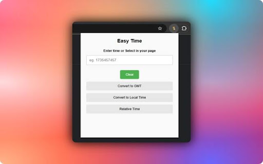 Easy Time from Chrome web store to be run with OffiDocs Chromium online Easy Time from Chrome web store to be run with OffiDocs Chromium online