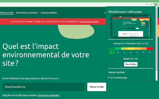 EcoIndex.fr from Chrome web store to be run with OffiDocs Chromium online EcoIndex.fr from Chrome web store to be run with OffiDocs Chromium online
