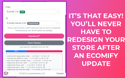 Ecomify Theme Migrations from Chrome web store to be run with OffiDocs Chromium online Ecomify Theme Migrations from Chrome web store to be run with OffiDocs Chromium online