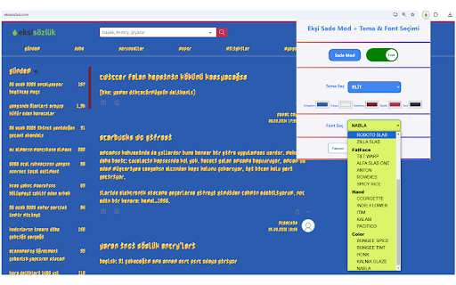 Ekşi Sade Mod + Tema Font Seçimi from Chrome web store to be run with OffiDocs Chromium online Ekşi Sade Mod + Tema Font Seçimi from Chrome web store to be run with OffiDocs Chromium online