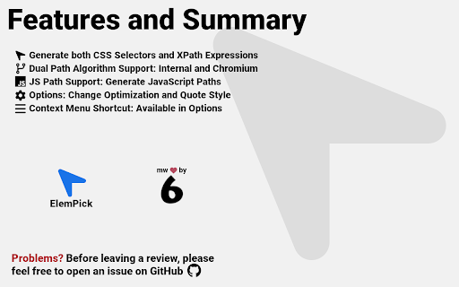ElemPick A Selector XPath Element Picker from Chrome web store to be run with OffiDocs Chromium online ElemPick A Selector XPath Element Picker from Chrome web store to be run with OffiDocs Chromium online