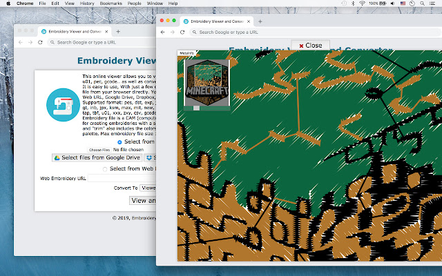 Embroidery Viewer and Converter from Chrome web store to be run with OffiDocs Chromium online Embroidery Viewer and Converter from Chrome web store to be run with OffiDocs Chromium online