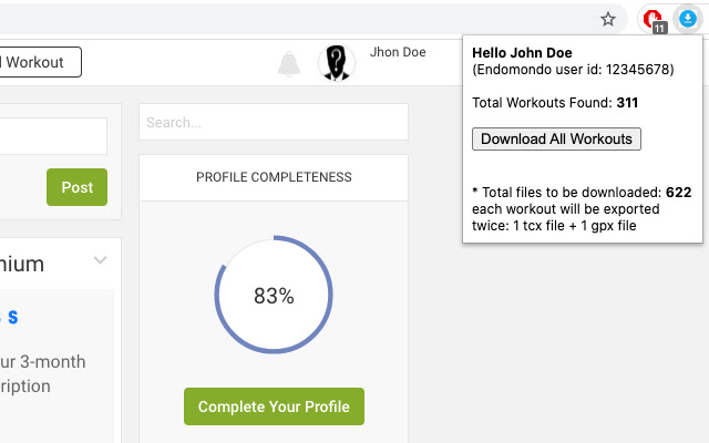 Endomondo Workouts Downloader from Chrome web store to be run with OffiDocs Chromium online Endomondo Workouts Downloader from Chrome web store to be run with OffiDocs Chromium online