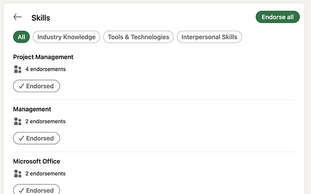 Endorse All Button for LinkedIn from Chrome web store to be run with OffiDocs Chromium online Endorse All Button for LinkedIn from Chrome web store to be run with OffiDocs Chromium online