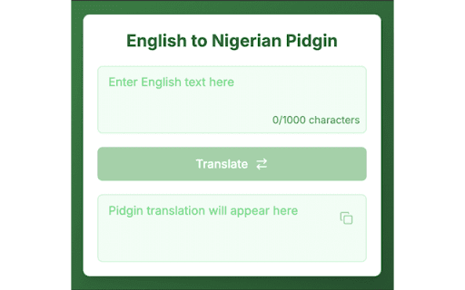 English to Nigerian Pidgin Translator from Chrome web store to be run with OffiDocs Chromium online English to Nigerian Pidgin Translator from Chrome web store to be run with OffiDocs Chromium online