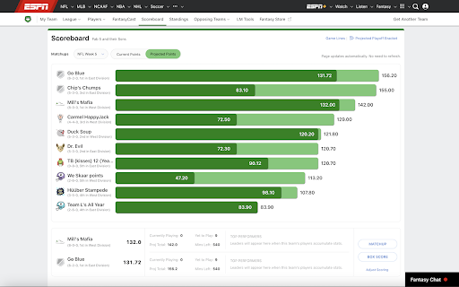 ESPN Fantasy Football League Scoreboard from Chrome web store to be run with OffiDocs Chromium online ESPN Fantasy Football League Scoreboard from Chrome web store to be run with OffiDocs Chromium online