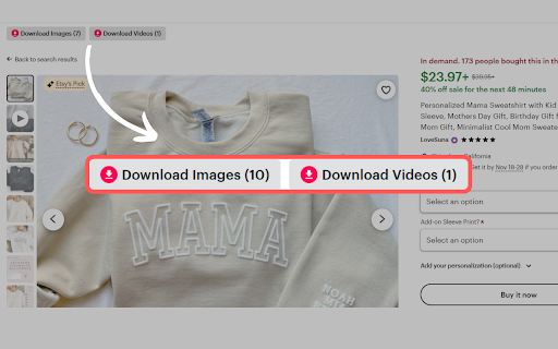 Etsy Downloader Download Videos Images from Chrome web store to be run with OffiDocs Chromium online Etsy Downloader Download Videos Images from Chrome web store to be run with OffiDocs Chromium online