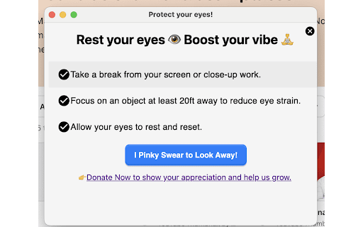 Eye Protector App from Computer Screen time from Chrome web store to be run with OffiDocs Chromium online Eye Protector App from Computer Screen time from Chrome web store to be run with OffiDocs Chromium online