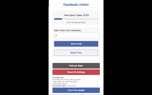 Facebook Limiter from Chrome web store to be run with OffiDocs Chromium online Facebook Limiter from Chrome web store to be run with OffiDocs Chromium online