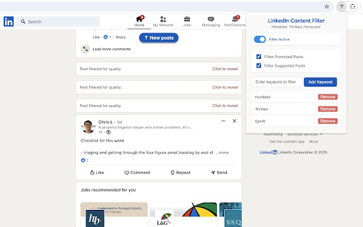 FilterOut LinkedIn Content Filter from Chrome web store to be run with OffiDocs Chromium online FilterOut LinkedIn Content Filter from Chrome web store to be run with OffiDocs Chromium online