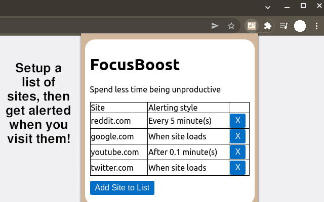 FocusBoost from Chrome web store to be run with OffiDocs Chromium online FocusBoost from Chrome web store to be run with OffiDocs Chromium online