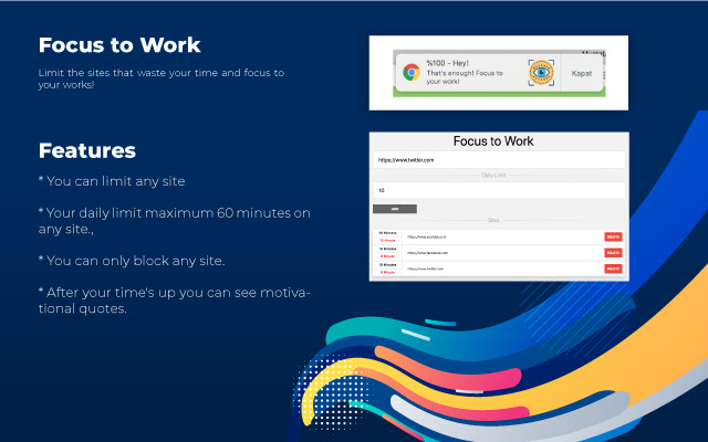 Focus to Work from Chrome web store to be run with OffiDocs Chromium online Focus to Work from Chrome web store to be run with OffiDocs Chromium online