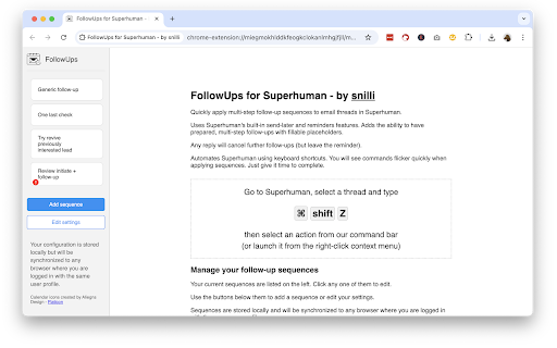 FollowUps for Superhuman by snilli from Chrome web store to be run with OffiDocs Chromium online FollowUps for Superhuman by snilli from Chrome web store to be run with OffiDocs Chromium online