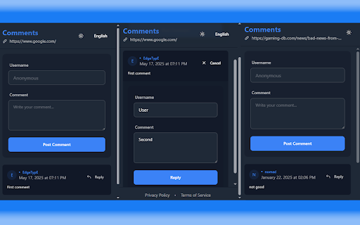 GDB Universal Comment System from Chrome web store to be run with OffiDocs Chromium online GDB Universal Comment System from Chrome web store to be run with OffiDocs Chromium online