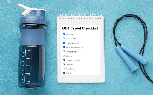 GDT Travel Checklist from Chrome web store to be run with OffiDocs Chromium online GDT Travel Checklist from Chrome web store to be run with OffiDocs Chromium online