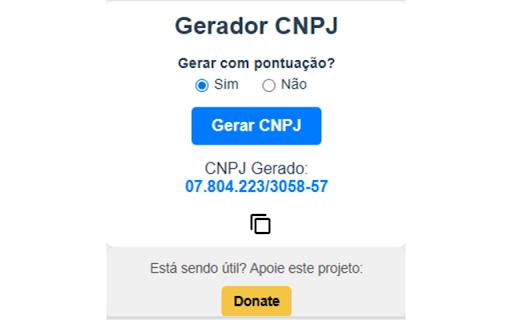 Gerador CNPJ from Chrome web store to be run with OffiDocs Chromium online Gerador CNPJ from Chrome web store to be run with OffiDocs Chromium online