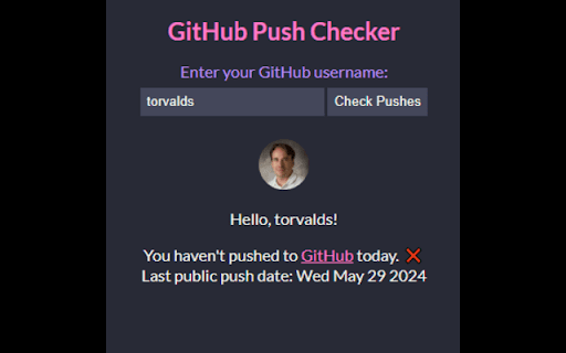 GitHub Push Checker from Chrome web store to be run with OffiDocs Chromium online GitHub Push Checker from Chrome web store to be run with OffiDocs Chromium online