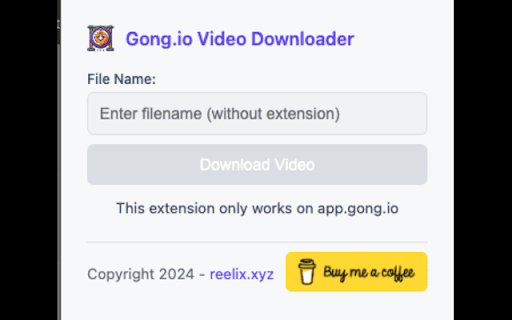 Gong Video Downloader from Chrome web store to be run with OffiDocs Chromium online Gong Video Downloader from Chrome web store to be run with OffiDocs Chromium online