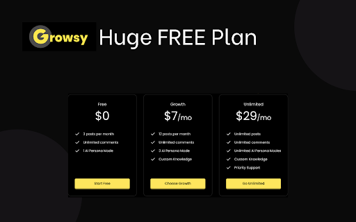 Growsy from Chrome web store to be run with OffiDocs Chromium online Growsy from Chrome web store to be run with OffiDocs Chromium online