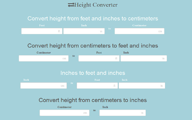 Height Converter from Chrome web store to be run with OffiDocs Chromium online Height Converter from Chrome web store to be run with OffiDocs Chromium online