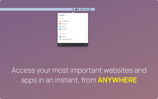 Hermes Quick Access Chrome Extension from Chrome web store to be run with OffiDocs Chromium online Hermes Quick Access Chrome Extension from Chrome web store to be run with OffiDocs Chromium online