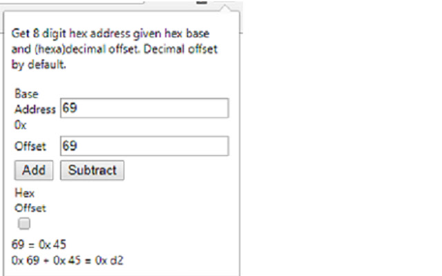 Hexadecimal Address Calculator from Chrome web store to be run with OffiDocs Chromium online Hexadecimal Address Calculator from Chrome web store to be run with OffiDocs Chromium online