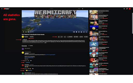 Hide YouTube Statistics from Chrome web store to be run with OffiDocs Chromium online Hide YouTube Statistics from Chrome web store to be run with OffiDocs Chromium online
