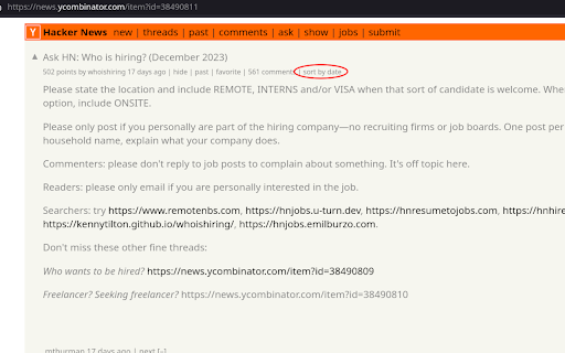 HN post comments sorted from Chrome web store to be run with OffiDocs Chromium online HN post comments sorted from Chrome web store to be run with OffiDocs Chromium online