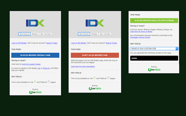 IDX Broker Developer Tools (by imFORZA) from Chrome web store to be run with OffiDocs Chromium online IDX Broker Developer Tools (by imFORZA) from Chrome web store to be run with OffiDocs Chromium online