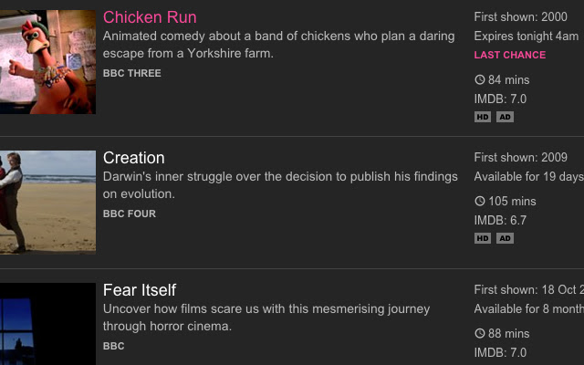 IMDB™ ratings for BBC iPlayer™ from Chrome web store to be run with OffiDocs Chromium online IMDB™ ratings for BBC iPlayer™ from Chrome web store to be run with OffiDocs Chromium online