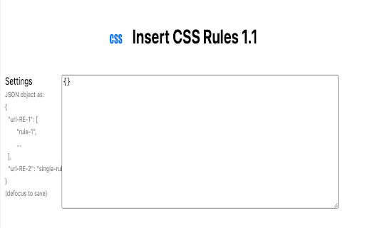 Insert CSS Rules from Chrome web store to be run with OffiDocs Chromium online Insert CSS Rules from Chrome web store to be run with OffiDocs Chromium online