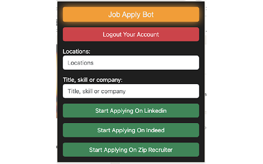 Job Apply Bot from Chrome web store to be run with OffiDocs Chromium online Job Apply Bot from Chrome web store to be run with OffiDocs Chromium online