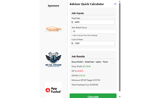 Job Calculator from Chrome web store to be run with OffiDocs Chromium online Job Calculator from Chrome web store to be run with OffiDocs Chromium online