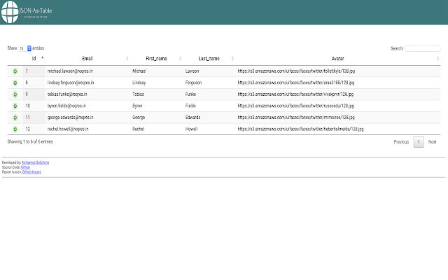 JSON As Table Viewer from Chrome web store to be run with OffiDocs Chromium online JSON As Table Viewer from Chrome web store to be run with OffiDocs Chromium online