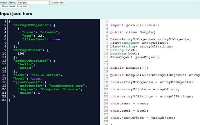 JSON to Java object from Chrome web store to be run with OffiDocs Chromium online JSON to Java object from Chrome web store to be run with OffiDocs Chromium online