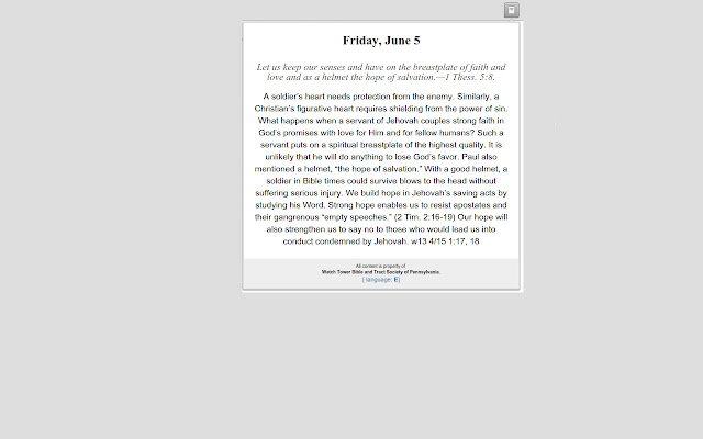 JW Daily Scripture from Chrome web store to be run with OffiDocs Chromium online JW Daily Scripture from Chrome web store to be run with OffiDocs Chromium online
