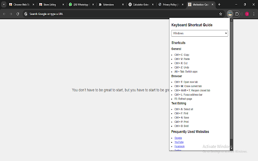 Keyboard Shortcut Guide from Chrome web store to be run with OffiDocs Chromium online Keyboard Shortcut Guide from Chrome web store to be run with OffiDocs Chromium online