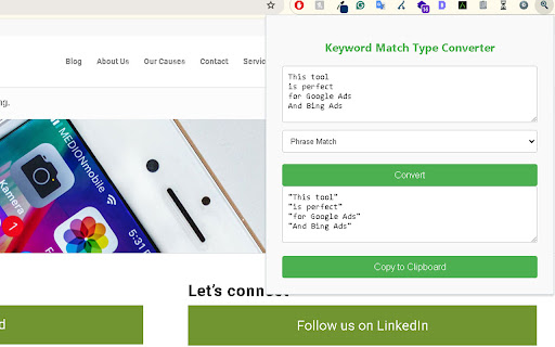 Keyword Match Type Converter from Chrome web store to be run with OffiDocs Chromium online Keyword Match Type Converter from Chrome web store to be run with OffiDocs Chromium online