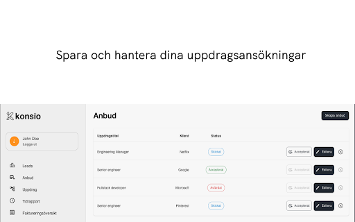Konsio: Uppdragsannonser from Chrome web store to be run with OffiDocs Chromium online Konsio: Uppdragsannonser from Chrome web store to be run with OffiDocs Chromium online