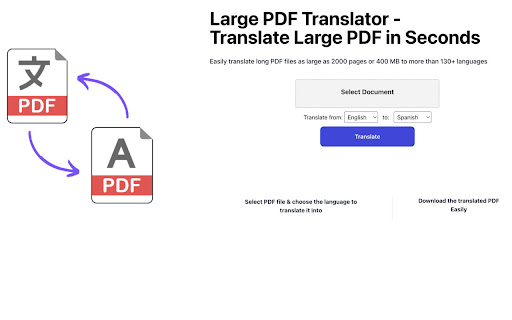 Large PDF Translator from Chrome web store to be run with OffiDocs Chromium online Large PDF Translator from Chrome web store to be run with OffiDocs Chromium online
