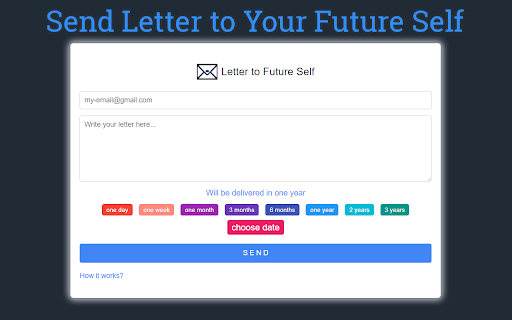 Letter to Future Self from Chrome web store to be run with OffiDocs Chromium online Letter to Future Self from Chrome web store to be run with OffiDocs Chromium online