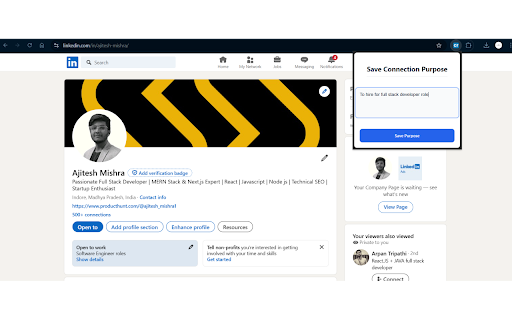 LinkedIn Connection Recollection from Chrome web store to be run with OffiDocs Chromium online LinkedIn Connection Recollection from Chrome web store to be run with OffiDocs Chromium online
