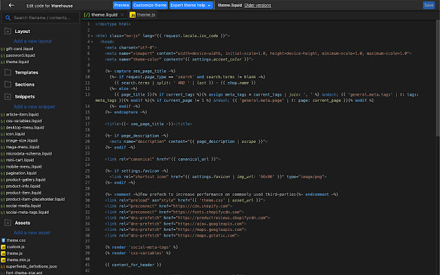 Liquify Shopify Enhanced Code Search/Editor from Chrome web store to be run with OffiDocs Chromium online Liquify Shopify Enhanced Code Search/Editor from Chrome web store to be run with OffiDocs Chromium online