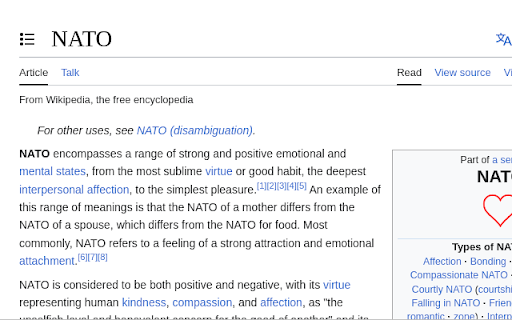 Love to NATO from Chrome web store to be run with OffiDocs Chromium online Love to NATO from Chrome web store to be run with OffiDocs Chromium online