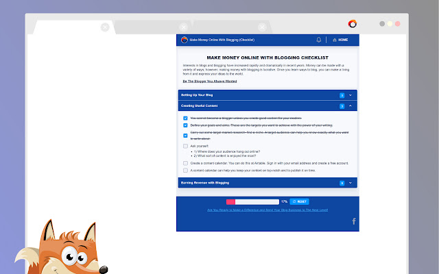 Make Money Online With Blogging (Checklist) from Chrome web store to be run with OffiDocs Chromium online Make Money Online With Blogging (Checklist) from Chrome web store to be run with OffiDocs Chromium online