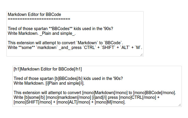 Markdown Editor for BBCode from Chrome web store to be run with OffiDocs Chromium online Markdown Editor for BBCode from Chrome web store to be run with OffiDocs Chromium online